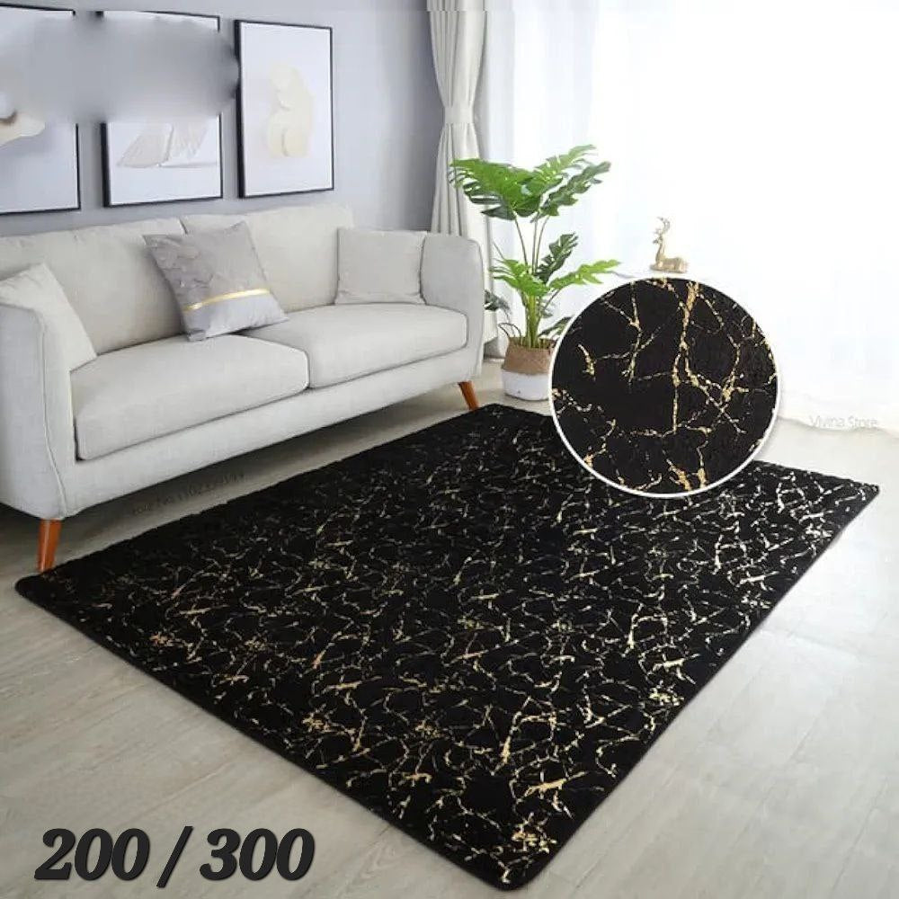 Tapis marbré Noir