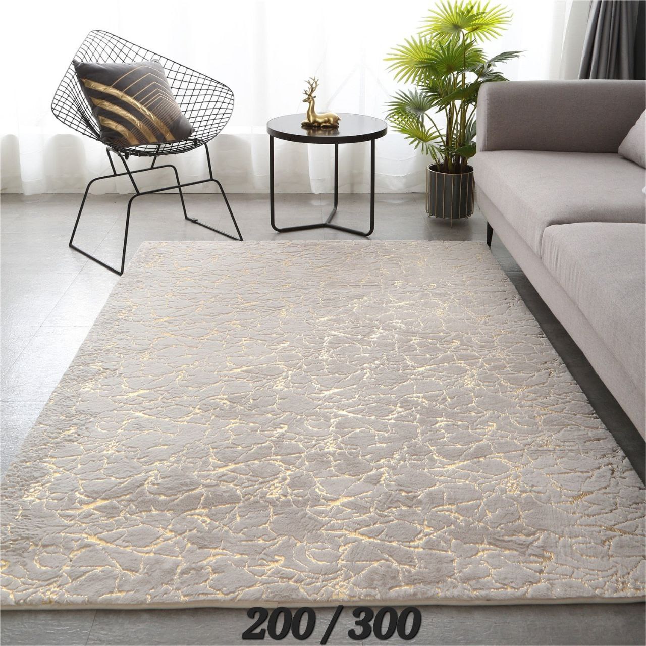 Tapis marbré 300x200cm blanc